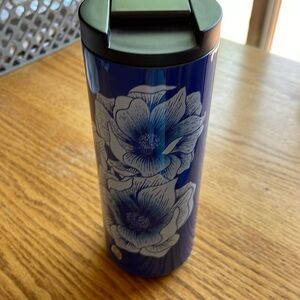 Starbucks thermal stainless steel coffee tumbler blue floral